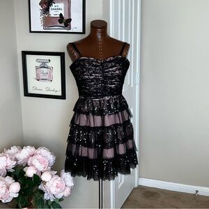 Betsey Johnson Black and Pink Sequin Dress